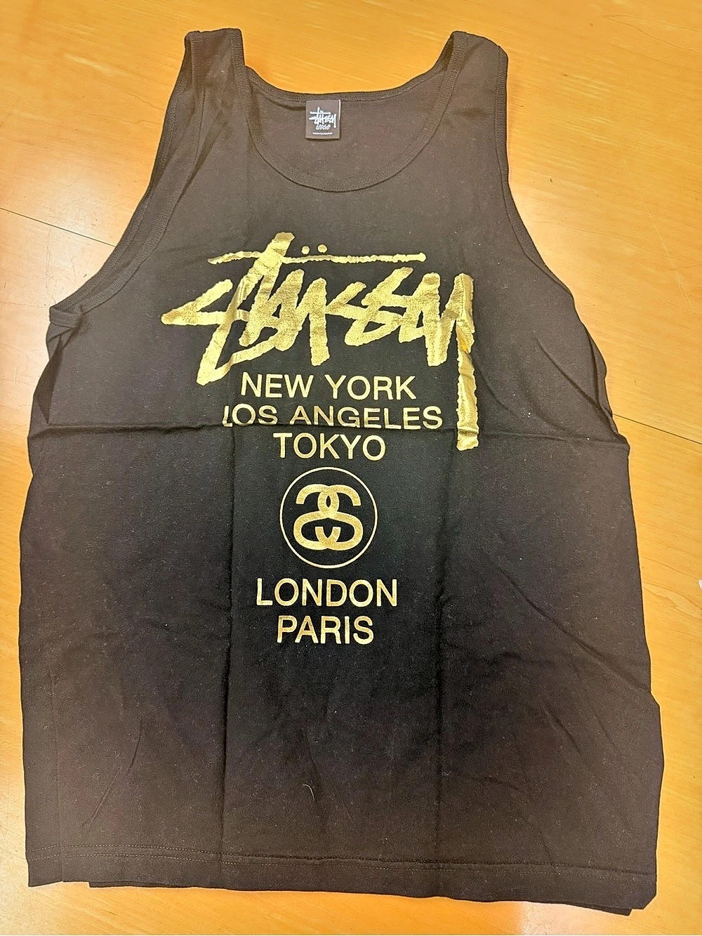 Stussy World Tank Top  Black & Gold Large
